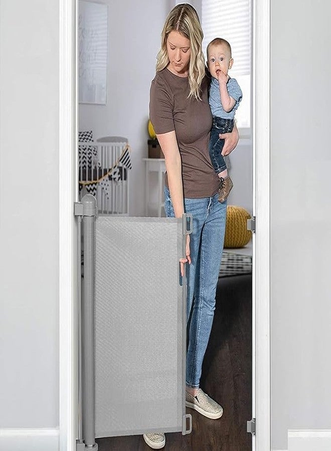 ONTRIP بوابة أمان للأطفال من ONTRIP، شبكة قابلة للسحب، حاجز سياج للأطفال، بوابة أطفال قابلة للتمديد للسلالم والمداخل | بوابة أمان للحيوانات الأليفة (أبيض 33 × 55 بوصة) - Image 2